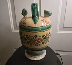 Ceramic Spanish Water Jug Turquoise, Orange Yellow